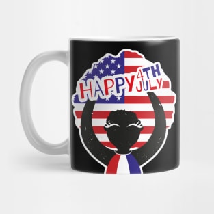 Happy 4th of July, Afro girl t-shirt Mug